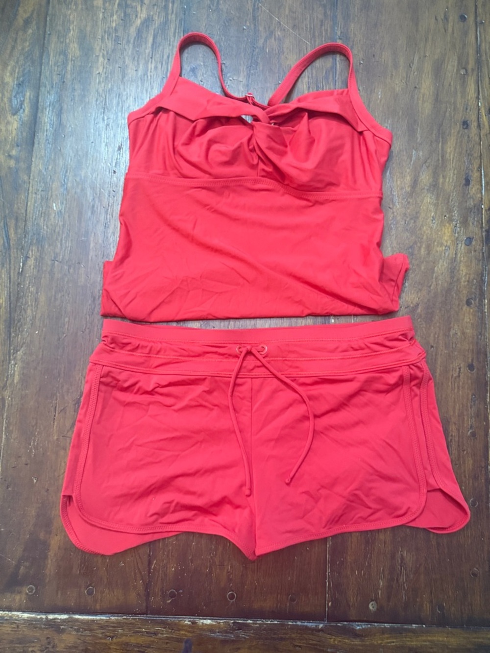 Athleta Red Tankini Top with Swim Shorts